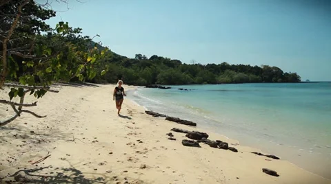 Happy model on the beach. Stock Footage 38314739