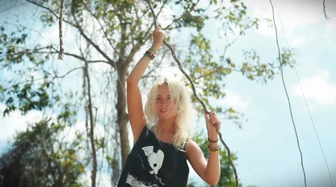 Happy model on the beach. Stock Footage 38316159