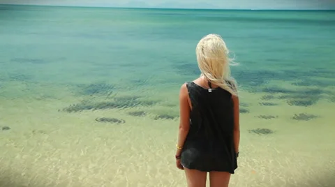 Happy model on the beach. Stock Footage 38316238