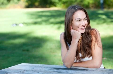 Happy Model Looking Right Stock Photos