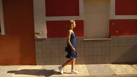 Happy model walking Stock Footage 107013521