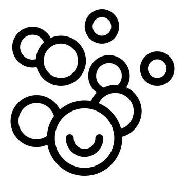 Happy molecule bouncing around other molecules Stock Illustration