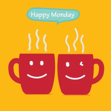 Happy Monday With Coffee Cup. Stock Illustration