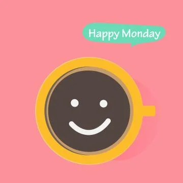 Happy Monday With Coffee Cup. Stock Illustration
