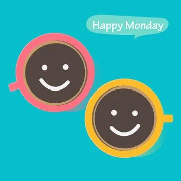 Happy Monday With Coffee Cup. Illustrazione stock