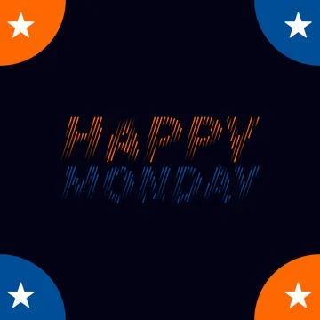 Happy Monday Retro Gradient Text Design  Colorful Star Corner Background Gr.. Stock Illustration
