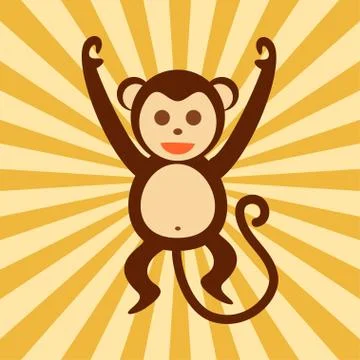 Happy Monkey Action Vector Graphic Illustration Stock Illustration