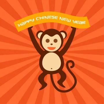 Happy Monkey Action Vector Graphic Stock Illustration