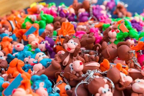 Happy monkey clay doll keyring Stock Photos