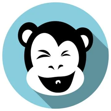 Happy Monkey Face. Flat style with Long Shadow Illustrazione stock