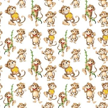 Happy monkey seamless pattern Stock Illustration
