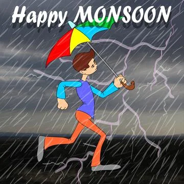 Happy Monsoon Stock Illustration