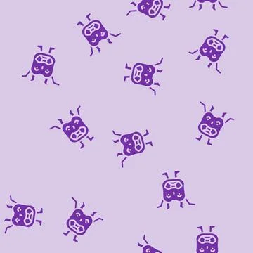 Happy monster funny glyph vector seamless pattern Illustrazione stock