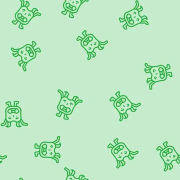 Happy monster funny line vector seamless pattern Illustrazione stock
