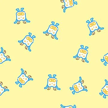 Happy monster funny vector seamless pattern Illustrazione stock