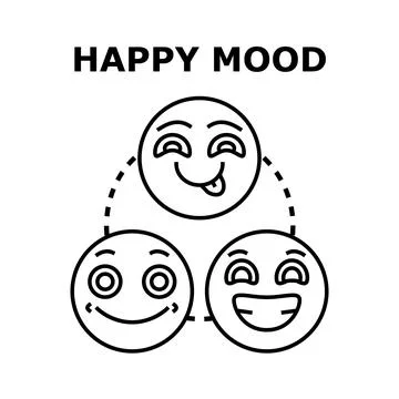 Happy mood concept with different emoticons Stock Illustration