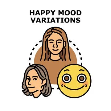 Happy mood variations concept icon illustration Stock Illustration