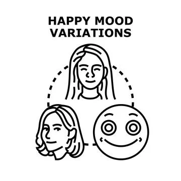 Happy mood variations concept icon illustration Stock Illustration