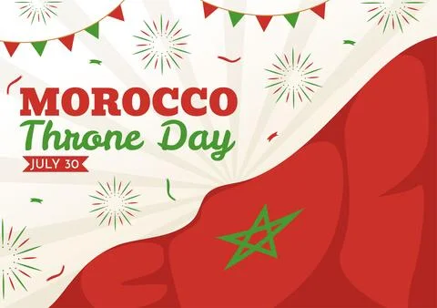 Happy Morocco Throne Day Vector Illustration with Waving Flag in Celebratio.. Stock Illustration