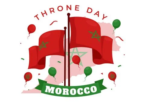 Happy Morocco Throne Day Vector Illustration on July 30 with Waving Flag an.. Stock Illustration