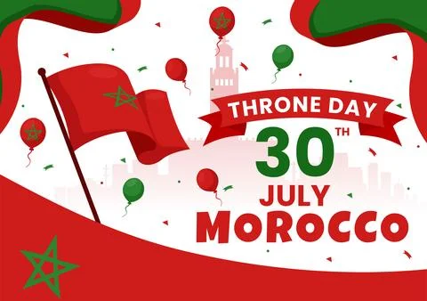 Happy Morocco Throne Day Vector Illustration on July 30 with Waving Flag an.. Stock Illustration