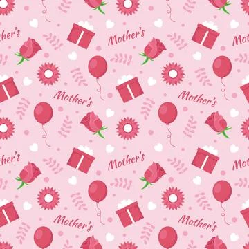 Happy Mother Day Seamless Pattern Design in Element Decoration Template Han.. イラスト素材