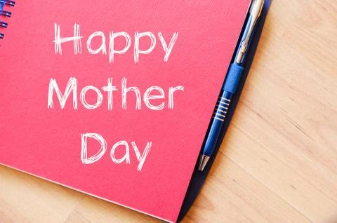 Happy mother day write on notebook Stock Photos