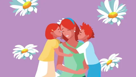 animated kissing mom