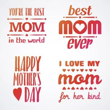 Happy Mothers Day Lettering Calligraphic Emblems and Badges Set. Vector Des.. Stock Illustration