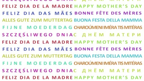 Happy mothers day multilingual pattern motif seamless video Stock Footage 333693088
