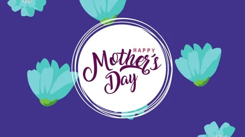 Happy mothers day script animation with blooming blue flowers on purple bac.. Stock-Footage 338312643