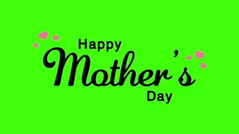 Happy Mothers Day text animation with pink hearts on green screen. Stock Footage 311237012