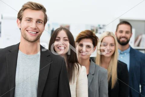 Happy motivated business team Stock Photos
