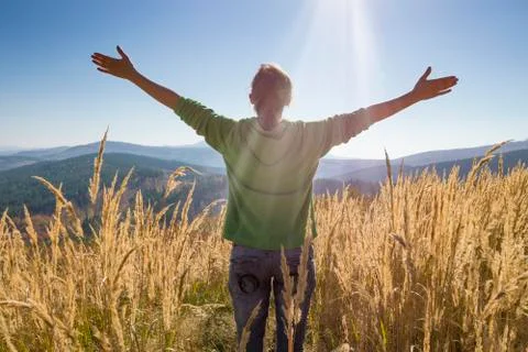 Happy in the mountains Stock Photos