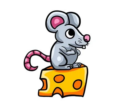 Happy Mouse On Cheese Stock Illustration