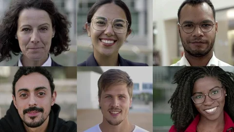 Happy multicultural people looking at camera Stock Footage 119116451