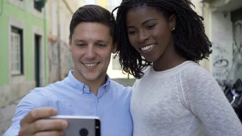 Happy multiethnic couple having fun Stock-Footage 132936339