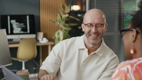 Happy Multiethnic Programmers Giving High Five Coworking Together in Office Stock Footage 306847607