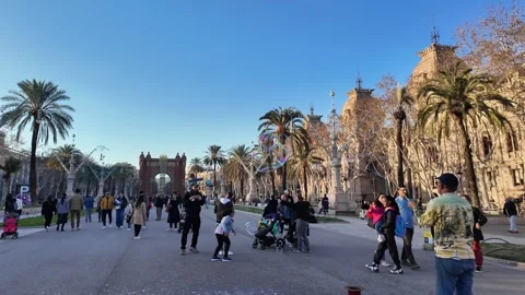 Happy multinational children playing with soap bubbles on a busy street, 4K Stock Footage 271131618