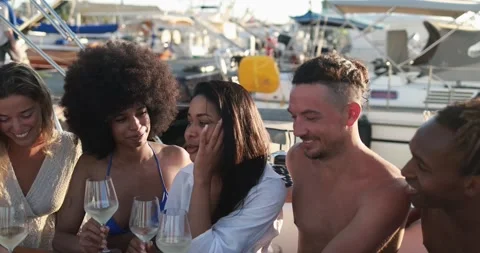 Happy multiracial friends having fun drinking champagne Stock Footage 199237215