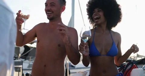 Happy multiracial friends having fun dancing and drinking champagne Stock Footage 199237622