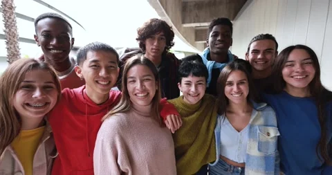 Happy multiracial students smiling on camera Stock Footage 168622988