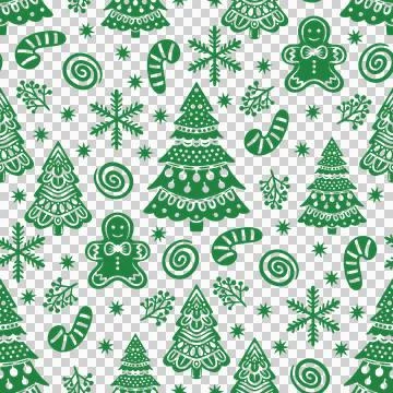 Happy Ne Year Concept Pattern Design. Seamless Green Christmas Background Stock Illustration