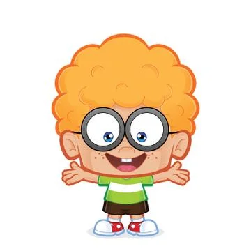 Happy nerd boy Stock Illustration