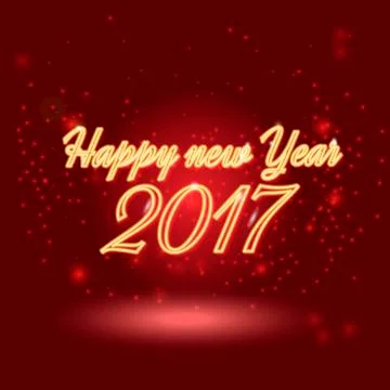Happy New 2017 Year. Vector holiday illustration of glowing neon 2017 sign with Stock Illustration