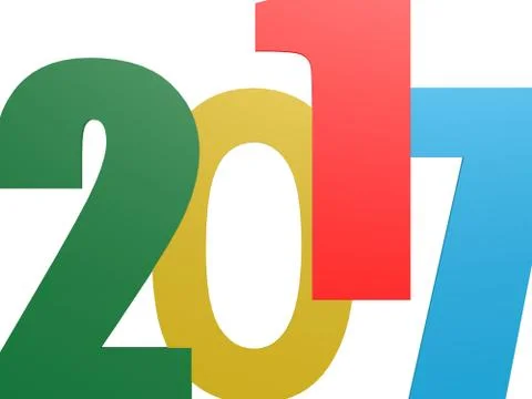 Happy New 2017 Year on white Stock Illustration