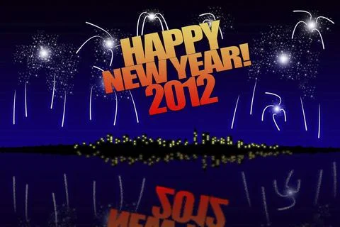 Happy New Year 2012 background computer rendered Stock Photos