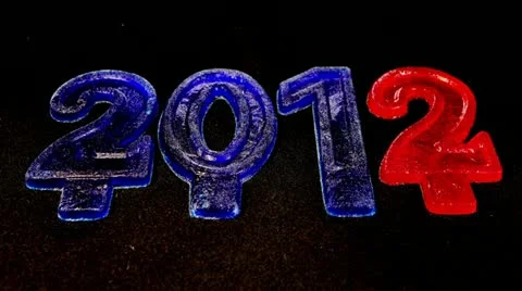 Happy New Year 2013, Time lapse ice is melting figures Stock Footage 11138052