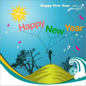 Happy New Year 2014. Stock Illustration