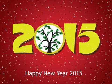 Happy new year 2015 creative greeting card design Stock Illustration